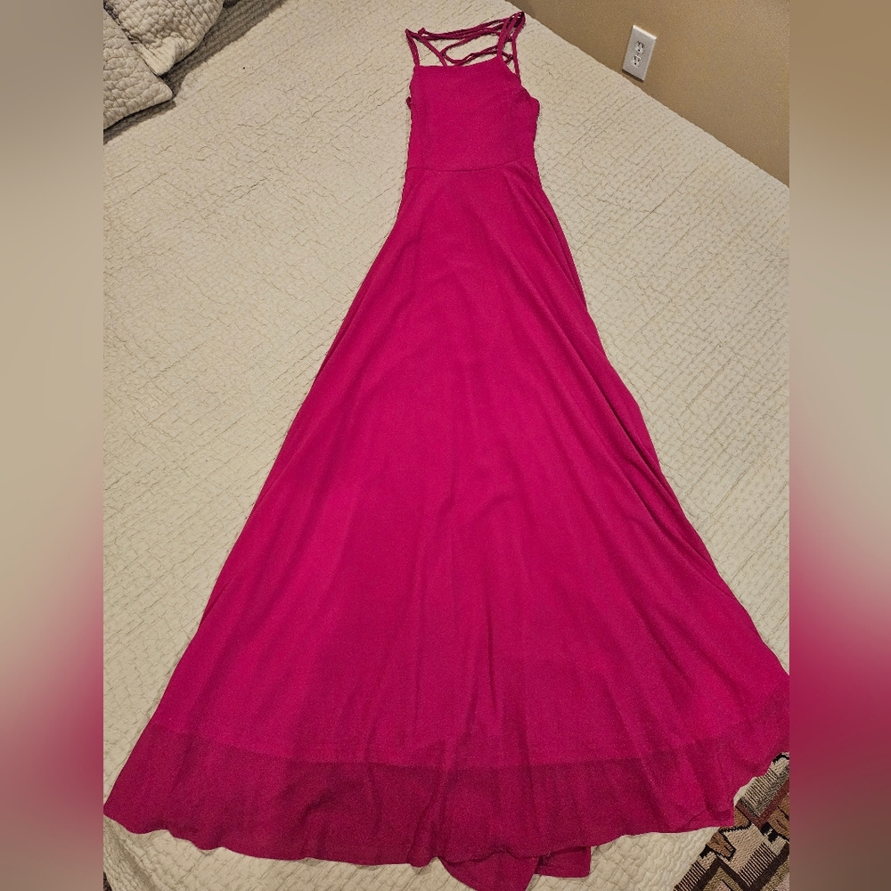 Lulu's Vibrant Pink Maxi Dress